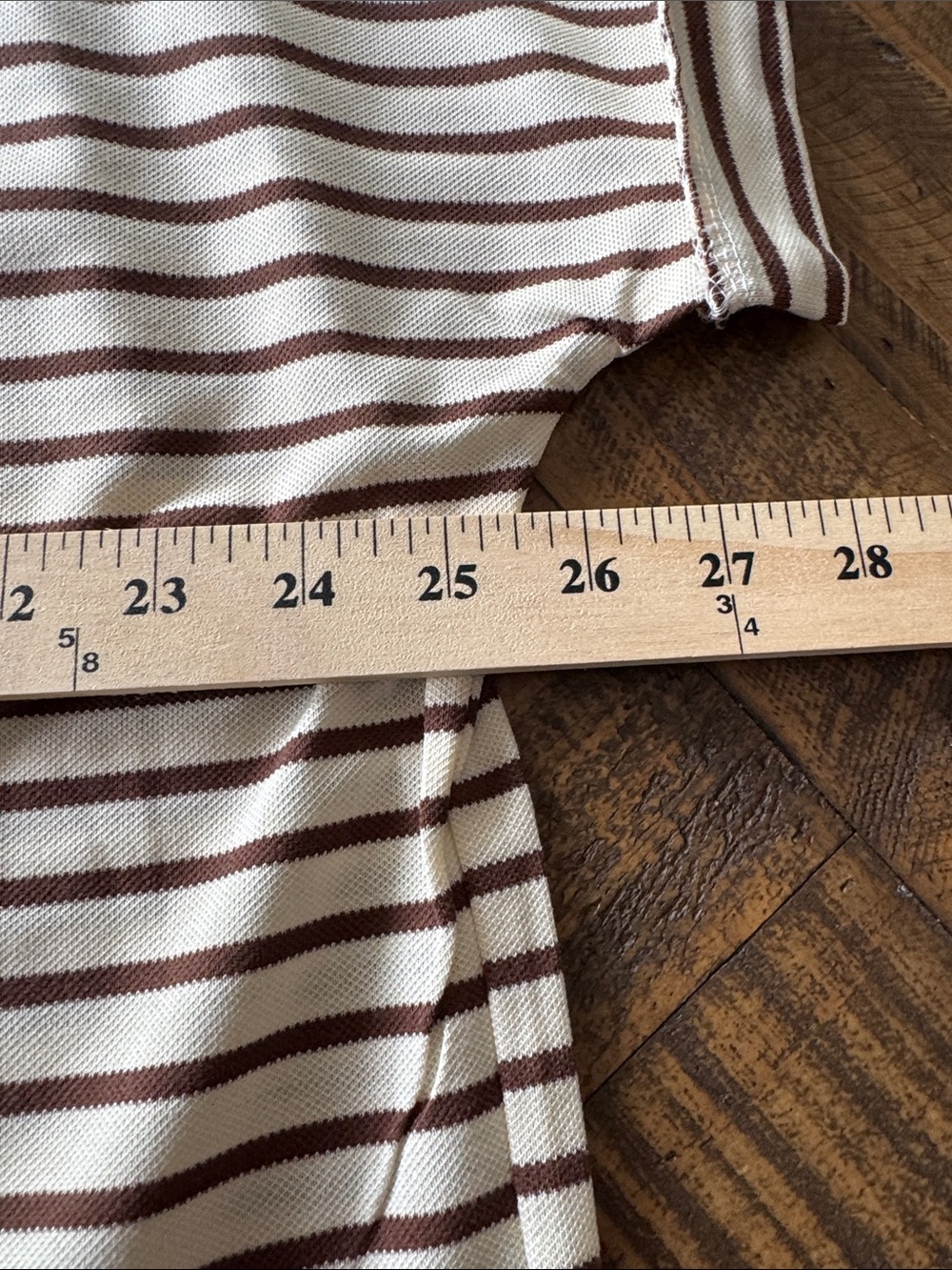 Grace & Emma Striped V-Neck Short Sleeve Top - Cream & Brown Sz XL - Picture 5 of 7